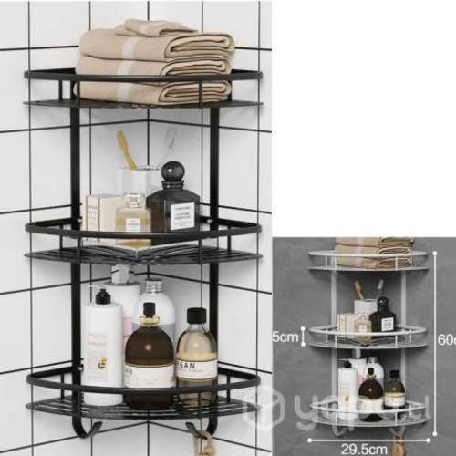 Matilda Repisa Esquinera Baño Ducha Aluminio Negro