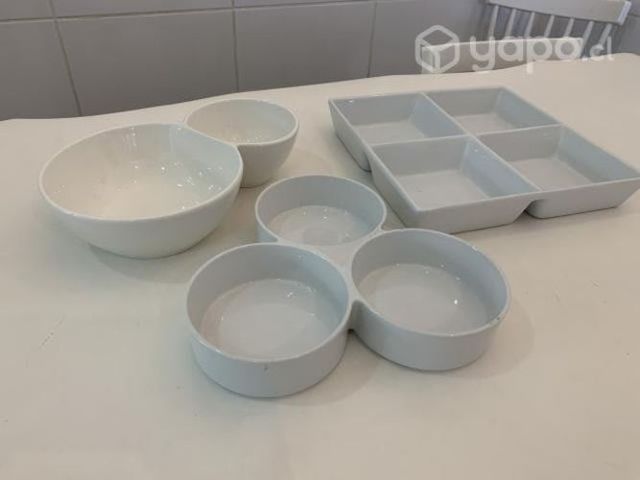 3 fuentes/ set para cocktail Cerámica Impecables