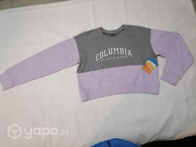 Poleron columbia dama talla m (gris y morado)
