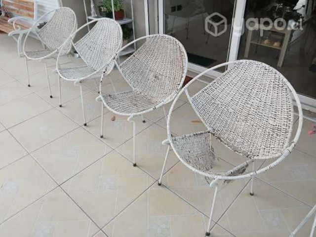 4 Sillas Nido de Fierro y Mimbre