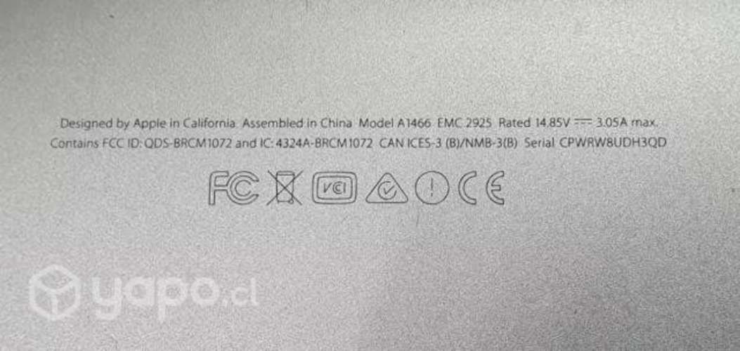 Macbook Air A1466 13.3 , I5 8gb 128gb Ssd Usado