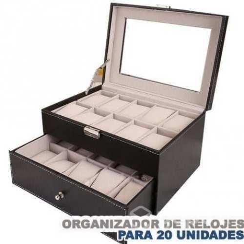Caja Organizador De 20 Unidades Relojes Negro