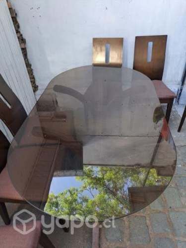 Comedor vidrio y madera muy firme 6 sillas