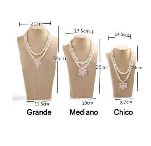 Exhibidor Cuello Para Collar De Tela Beige Chico