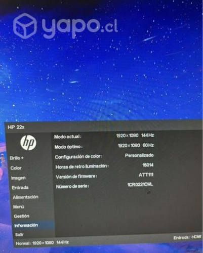 Monitor hp x22 144 hz 1ms