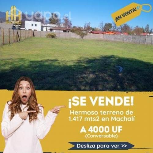 SE VENDE hermoso terreno de 1.417 mts2 en Machalí