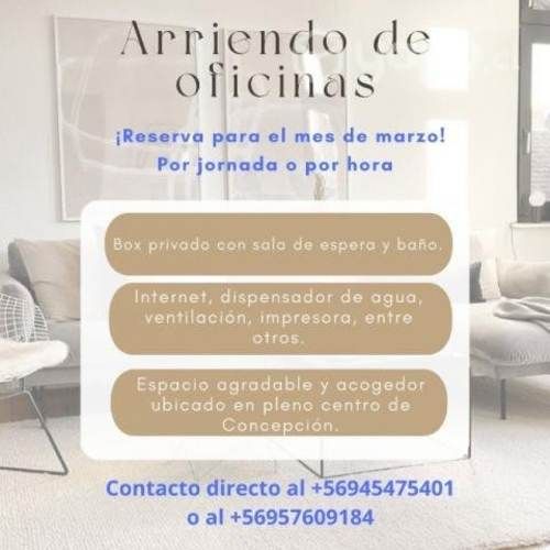 Arriendo oficina box hora jornada concepcion