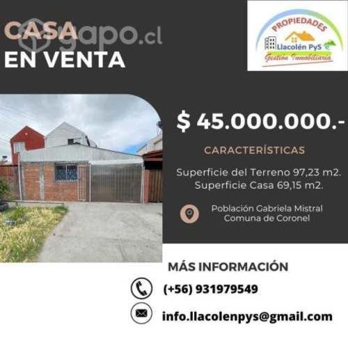 Se vence casa en sector Gabriela Mistral Coronel