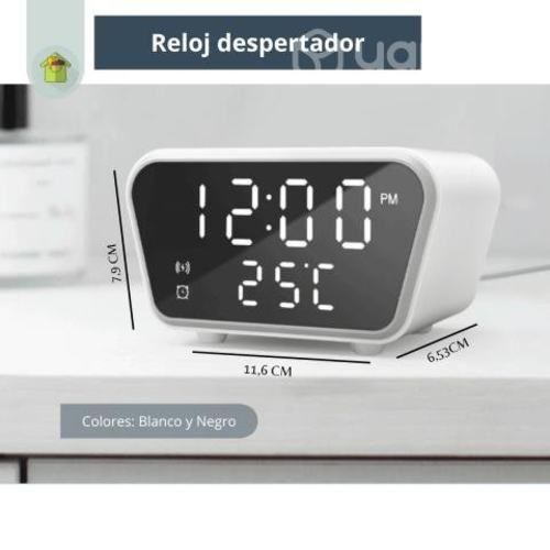Reloj Despertador Digital Cargador Inalámbrico