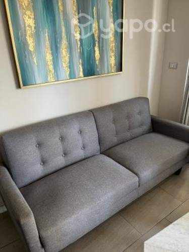 Futón Rosen Violet 3 Cuerpos Tela Gris Usado