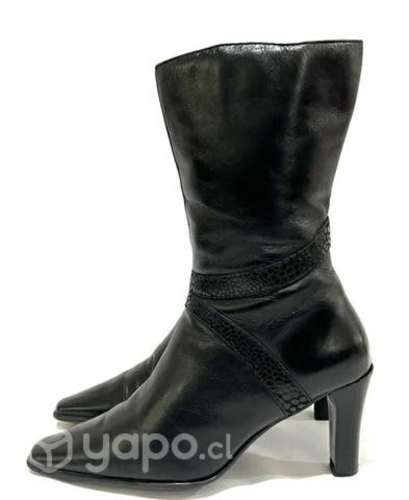 Bota 100% Cuero Marca Gacel N*39 Negro