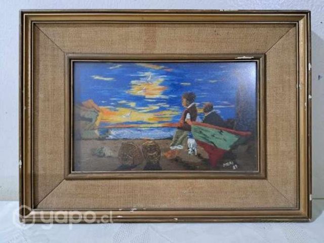 Antiguo cuadro tejido con dedicatoria 1989