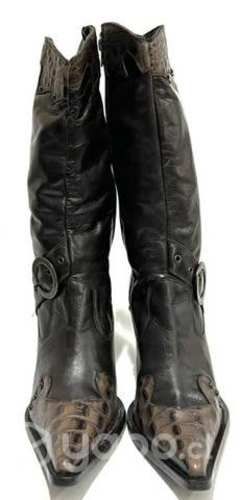 Bota Texano 100% Cuero Marca Exs N*40 Café Reptil