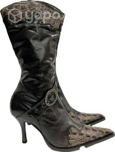 Bota Texano 100% Cuero Marca Exs N*40 Café Reptil