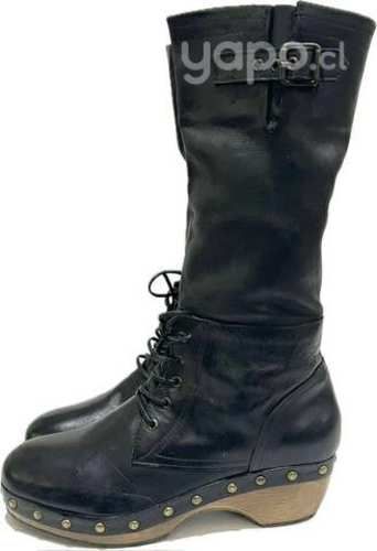 Bota Sueco 100% Cuero Marca Natacha N*40 Negro