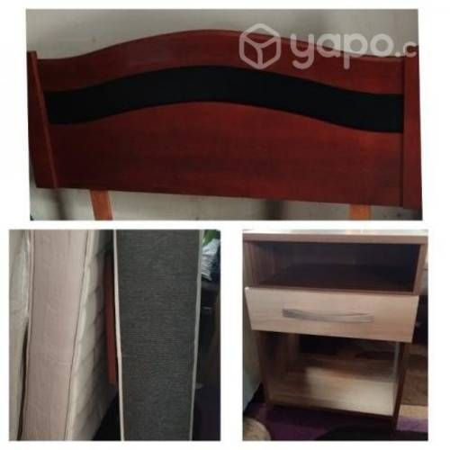 Box spring 2 plaza más 2 veladores y respaldo