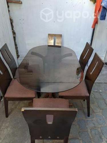 Comedor de madera noble vidrio templado grueso fir