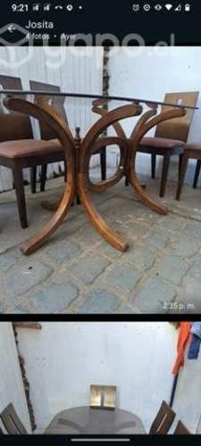 Comedor de madera noble vidrio templado grueso fir