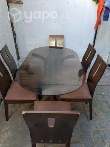 Comedor de madera noble vidrio templado grueso fir