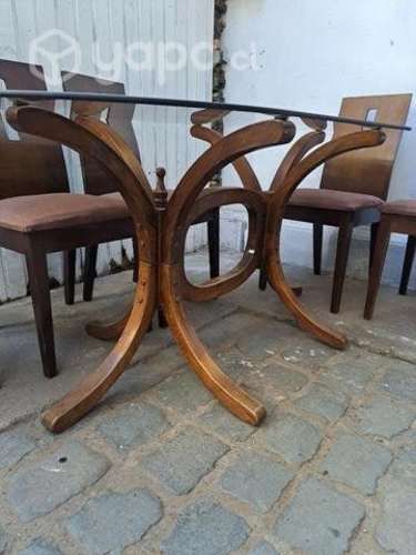 Comedor de madera noble vidrio templado grueso fir