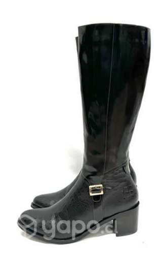 Bota Larga 100% Cuero Charol Marca Sade N*39 Negro
