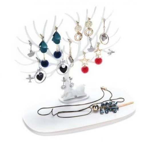 Organizador de joyas joyero forma ciervo Blanco