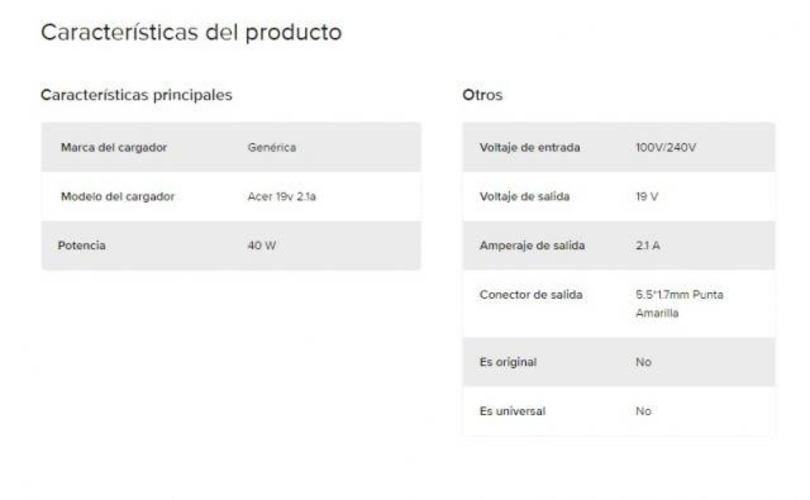 Cargador Notebook Acer 19v 2.1a 5.5*1.7mm Alternat