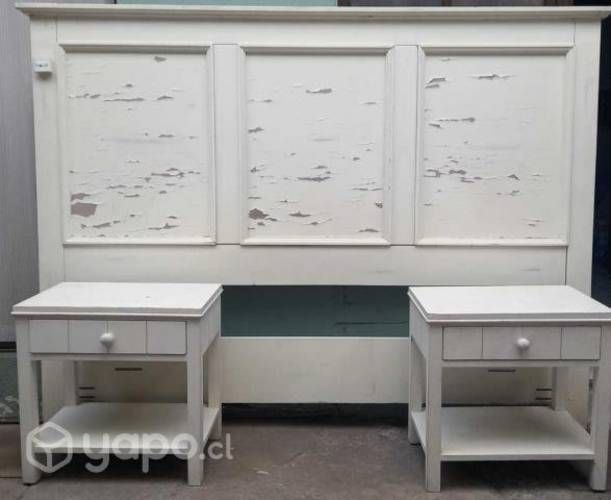 Respaldo Cama King y Veladores - Color Blanco