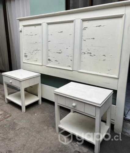 Respaldo Cama King y Veladores - Color Blanco