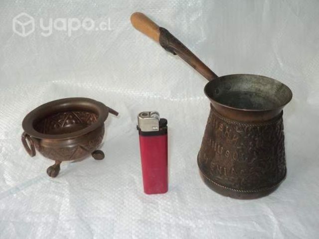 Antigua Cafetera Armenia + Adorno, Todo En Cobre