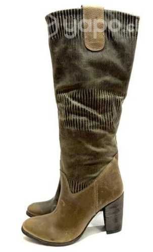 Bota Larga De Cuero Graso Marca Pixipie N*39 Café