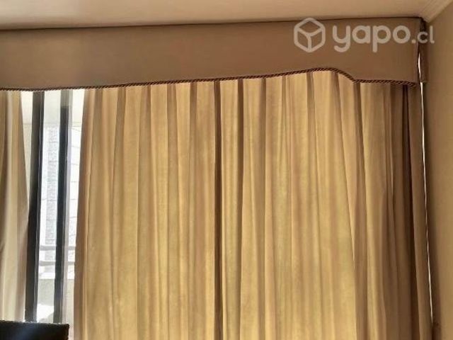 Cortinas forradas con cenefas color crema 2 paños