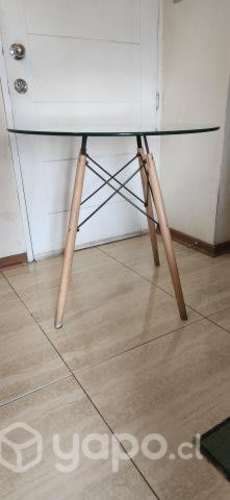 Mesa vidrio redonda