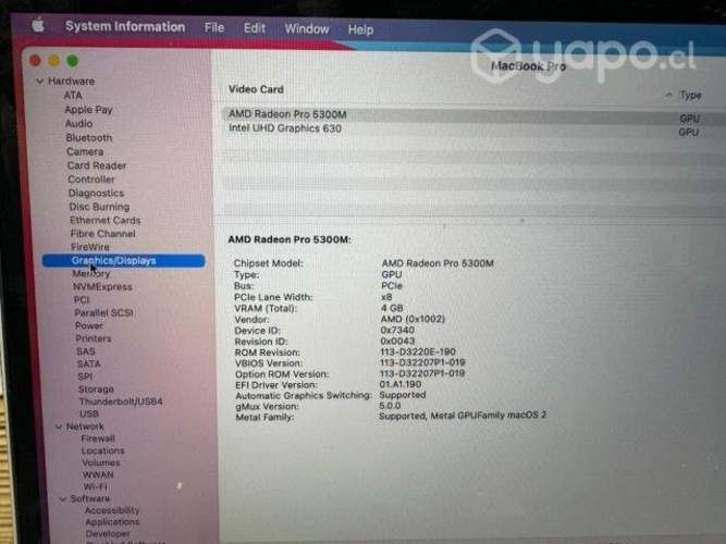 Macbook pro 16 / i7 / 2.6 / 16gb / 512 ssd 2019