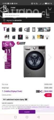 Lavadora secadora lg