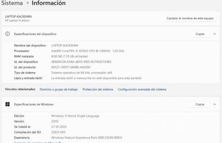 Notebook hp 14-dq1004la / intelcore i5 / 8gb ram