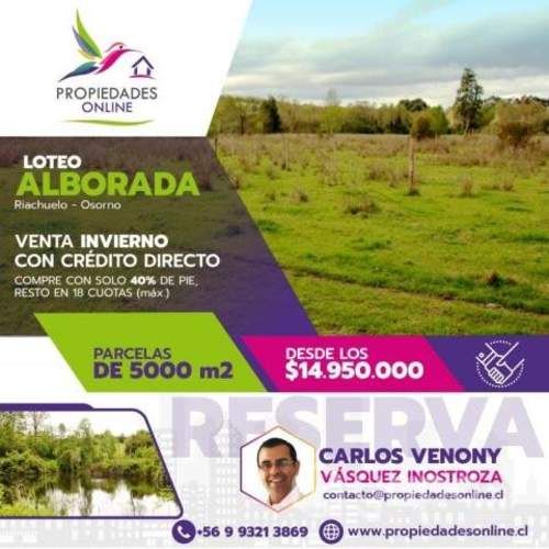 Vende parcelas 5000 m2, con credito directo (ria c