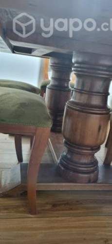 Comedor madera noble con 6 sillas retapizada