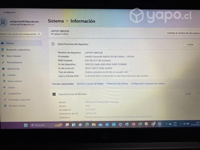 Laptop HP 14 pulgadas modelo LAPTOP-1SBF3OJB