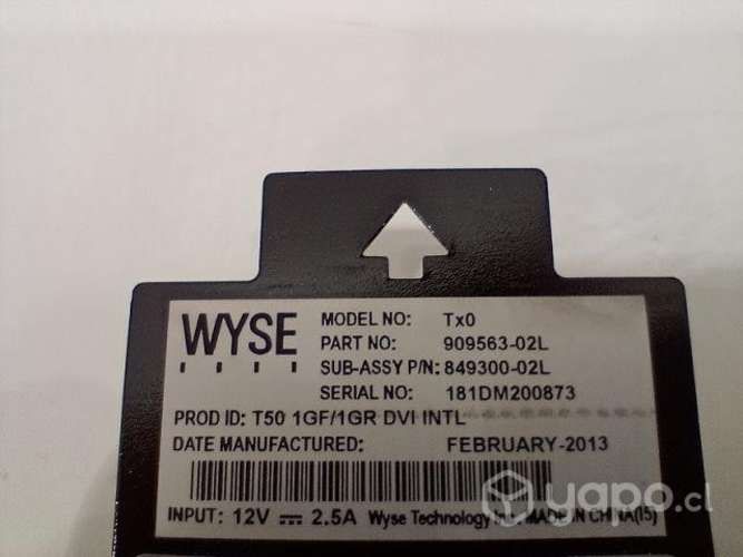 Wyse tx0 t50 1gf/1gr dvi intl 12v 2.5a 849300-02l