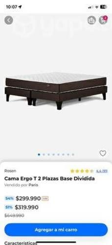 Cama ergo t2 de 2 plazas con base dividida