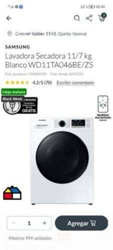 Lavadora secadora marca samsung