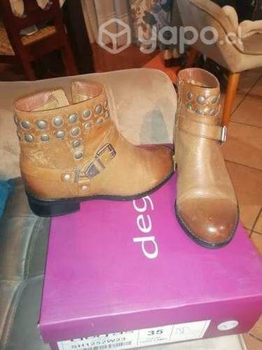 Lindod botines cuero color café talla 36