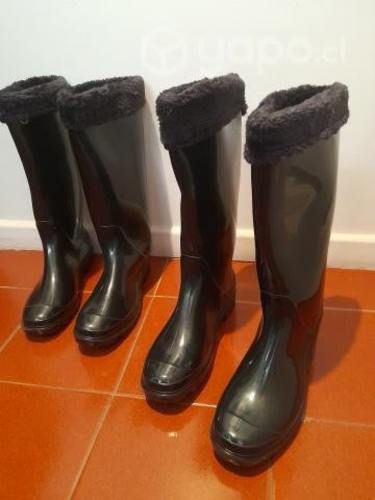 2 Pares de Botas de agua Impermeable Negra