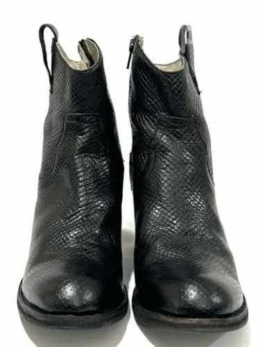 Botín Texano De Cuero Marca Wados N*38 Negro