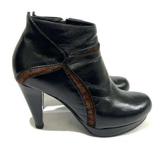 Botín Taco Alto 100% Cuero Marca Exs N*38.5 Negro