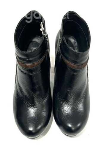 Botín Taco Alto 100% Cuero Marca Exs N*38.5 Negro