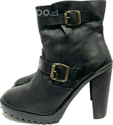 Botín Tacón 100% Cuero Graso Marca Mor N*36 Negro