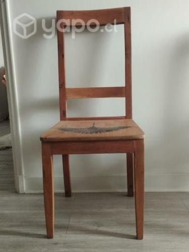 Silla de madera pintada a mano pajaro