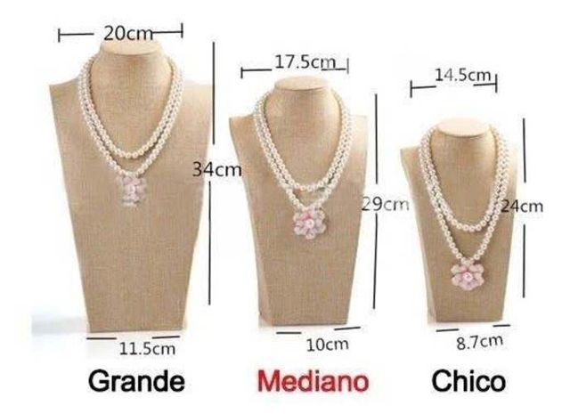 Exhibidor Cuello Para Collar De Tela Beige Mediano